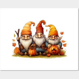 Watercolor Thanksgiving Autumn Gnomes Posters and Art